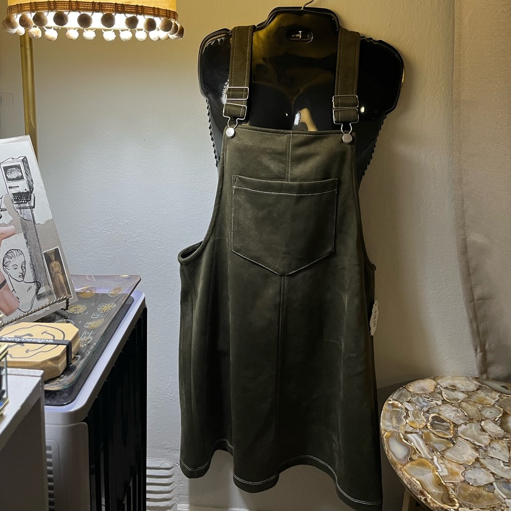 AUW faux suede overall dress